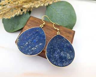 Lapis Lazuli Teardrop Earrings: Natural Gemstone, Stainless Steel