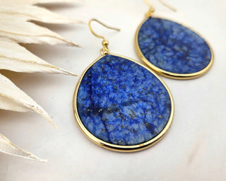 Lapis Lazuli Teardrop Earrings: Natural Gemstone, Stainless Steel