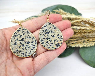 Flat Teardrop Earrings - Dalmatian Jasper / Inner-Child Connection