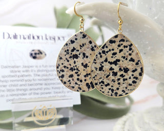 Flat Teardrop Earrings - Dalmatian Jasper / Inner-Child Connection