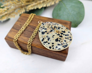 Flat Teardrop Necklace - Dalmatian Jasper / Inner-Child Connection