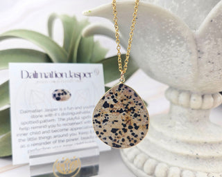 Flat Teardrop Necklace - Dalmatian Jasper / Inner-Child Connection