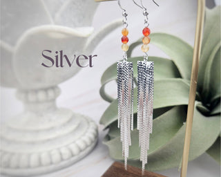 Carnelian Tassel Earrings: Gemstone Fringe, Stainless Steel Hooks