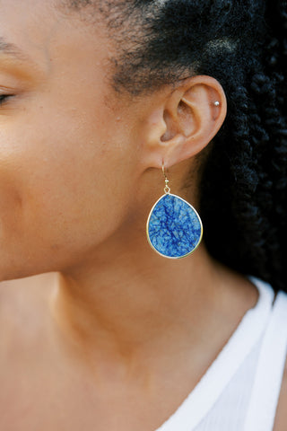 Lapis Lazuli Teardrop Earrings: Natural Gemstone, Stainless Steel