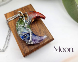 7 Chakra Stone Necklace: Stainless Steel Healing Crystal Pendant