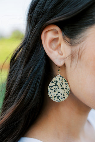 Flat Teardrop Earrings - Dalmatian Jasper / Inner-Child Connection