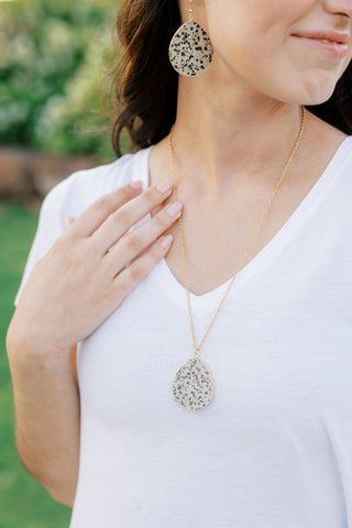 Flat Teardrop Necklace - Dalmatian Jasper / Inner-Child Connection