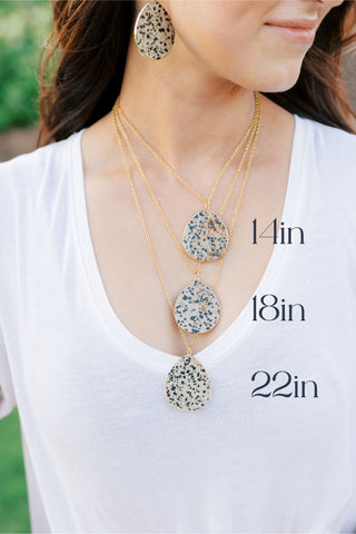 Flat Teardrop Necklace - Dalmatian Jasper / Inner-Child Connection