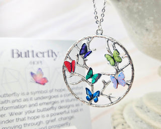 Birthstone Butterfly Necklace: Personalized Tree of Life Pendant