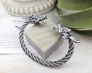 Oxidized Silver Dragon Cuff Bracelet: Viking Norse Jewelry
