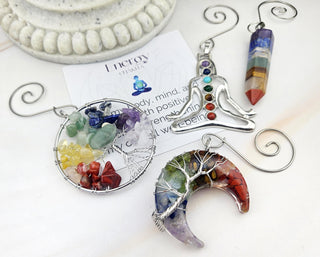 Chakra Ornament Set: Silver Reiki Yoga Christmas Decor