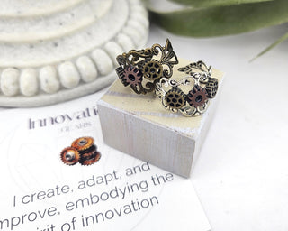 Steampunk Gear Ring: Adjustable Filigree Band