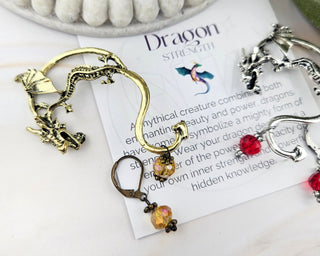 Dragon Ear Cuff: Mismatched Climber Earrings with Crystal Dangle