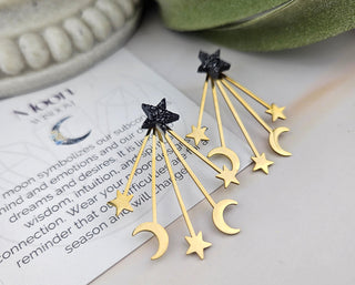 Gold Galaxy Ear Jacket - Celestial-Inspired Space Front Back Earring - Double Sided Earring - Druzy Star Earrings