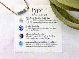 Enneagram 4 Gemstone Necklace: Stainless Steel Affirmation Jewelry
