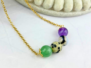 Enneagram 7 Gemstone Necklace: Stainless Steel Healing Stones