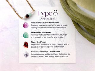 Enneagram Type 8 Gemstone Necklace: Stainless Steel Healing Jewelry