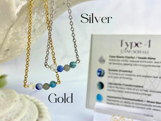 Enneagram 4 Gemstone Necklace: Stainless Steel Affirmation Jewelry