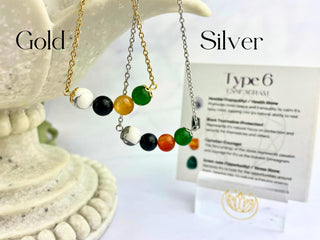 Enneagram 6 Gemstone Necklace: Stainless Steel Healing Stones
