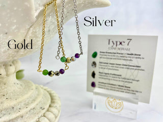 Enneagram 7 Gemstone Necklace: Stainless Steel Healing Stones