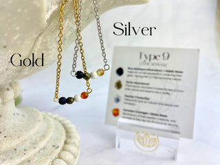 Enneagram Type 9 Gemstone Necklace: Stainless Steel Affirmation Jewelry
