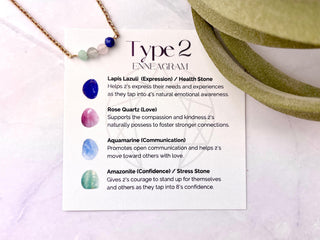 Enneagram Type 2 Gemstone Necklace: Stainless Steel Affirmation Jewelry