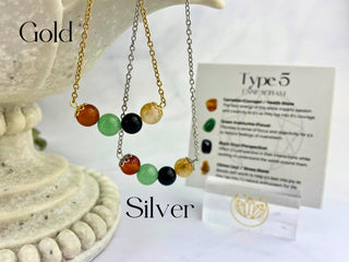 Enneagram 5 Gemstone Necklace: Stainless Steel Healing Stones