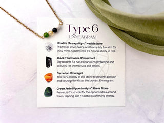 Enneagram 6 Gemstone Necklace: Stainless Steel Healing Stones