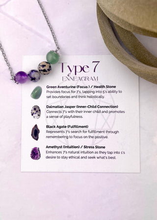 Enneagram 7 Gemstone Necklace: Stainless Steel Healing Stones