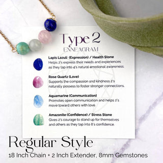 Enneagram Type 2 Gemstone Necklace: Stainless Steel Affirmation Jewelry
