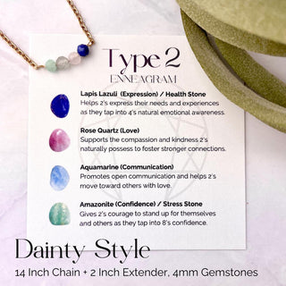 Enneagram Type 2 Gemstone Necklace: Stainless Steel Affirmation Jewelry