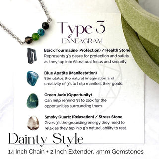 Enneagram 3 Gemstone Necklace: Stainless Steel Healing Stones