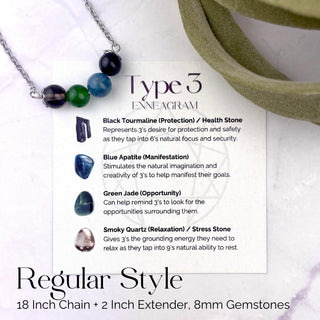Enneagram 3 Gemstone Necklace: Stainless Steel Healing Stones