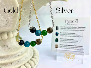 Enneagram 3 Gemstone Necklace: Stainless Steel Healing Stones