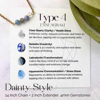 Enneagram 4 Gemstone Necklace: Stainless Steel Affirmation Jewelry