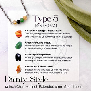 Enneagram 5 Gemstone Necklace: Stainless Steel Healing Stones