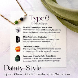 Enneagram 6 Gemstone Necklace: Stainless Steel Healing Stones