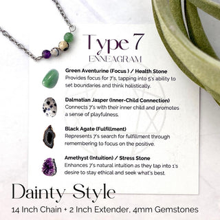 Enneagram 7 Gemstone Necklace: Stainless Steel Healing Stones