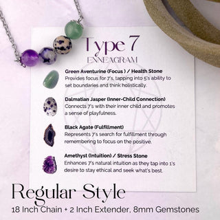 Enneagram 7 Gemstone Necklace: Stainless Steel Healing Stones
