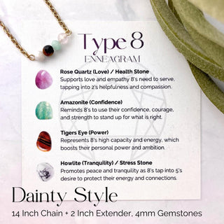 Enneagram Type 8 Gemstone Necklace: Stainless Steel Healing Jewelry