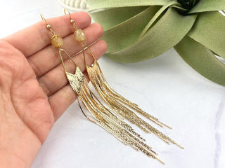 Citrine Tassel Earrings - Elegant Chandelier Earrings - Meaningful Affirmation Jewelry