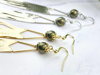Pyrite Waterfall Earrings - Meaningful Affirmation Jewelry - Gemstone Boho Fringe Tassels