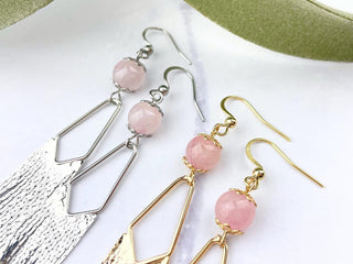 Rose Quartz Chandelier Earrings - Meaningful Gemstone Jewelry - Long Duster Tassel Earrings