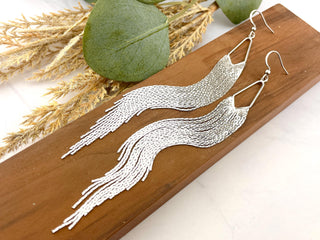 Long Gold Tassel Earrings: Stainless Steel Chain Duster Earrings