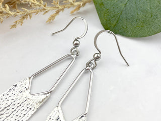 Silver Tassel Earrings: Stainless Steel Fringe, Elegant Waterfall Design
