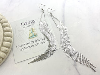 Silver Tassel Earrings: Stainless Steel Fringe, Elegant Waterfall Design