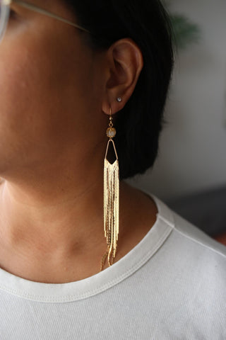 Citrine Tassel Earrings - Elegant Chandelier Earrings - Meaningful Affirmation Jewelry
