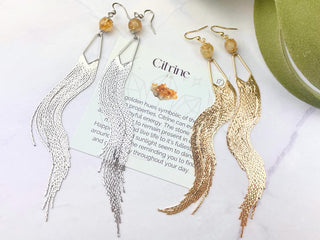 Citrine Tassel Earrings - Elegant Chandelier Earrings - Meaningful Affirmation Jewelry
