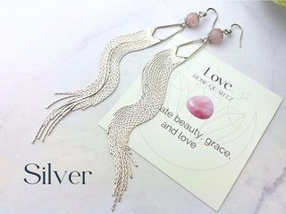 Rose Quartz Chandelier Earrings - Meaningful Gemstone Jewelry - Long Duster Tassel Earrings