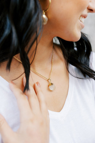 Raw Citrine Crystal Necklace: Stainless Steel Pendant, November Birthstone